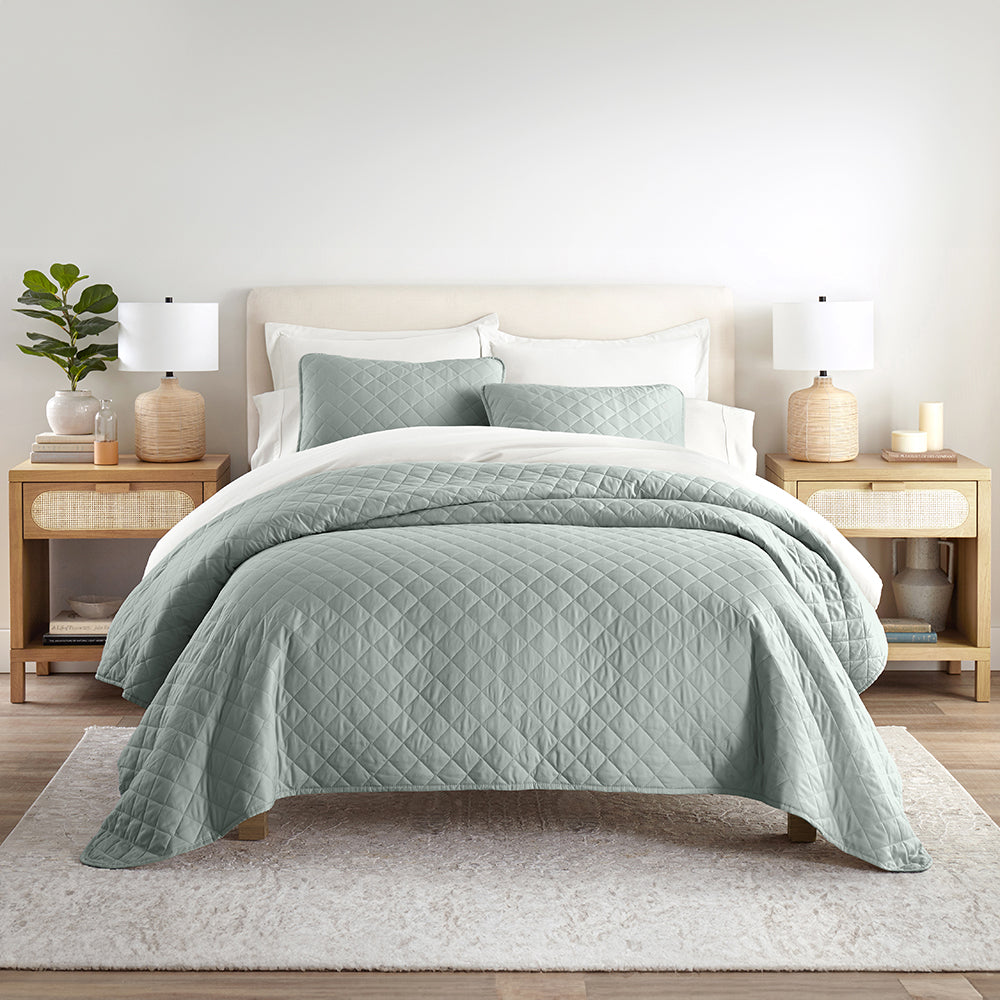 Bed Quilt, 3 Piece Diamond Stitch Quilted Coverlet Set for Guest Beds and Layered Bedroom Styling, 3 Sizes and 6 Colors image 23