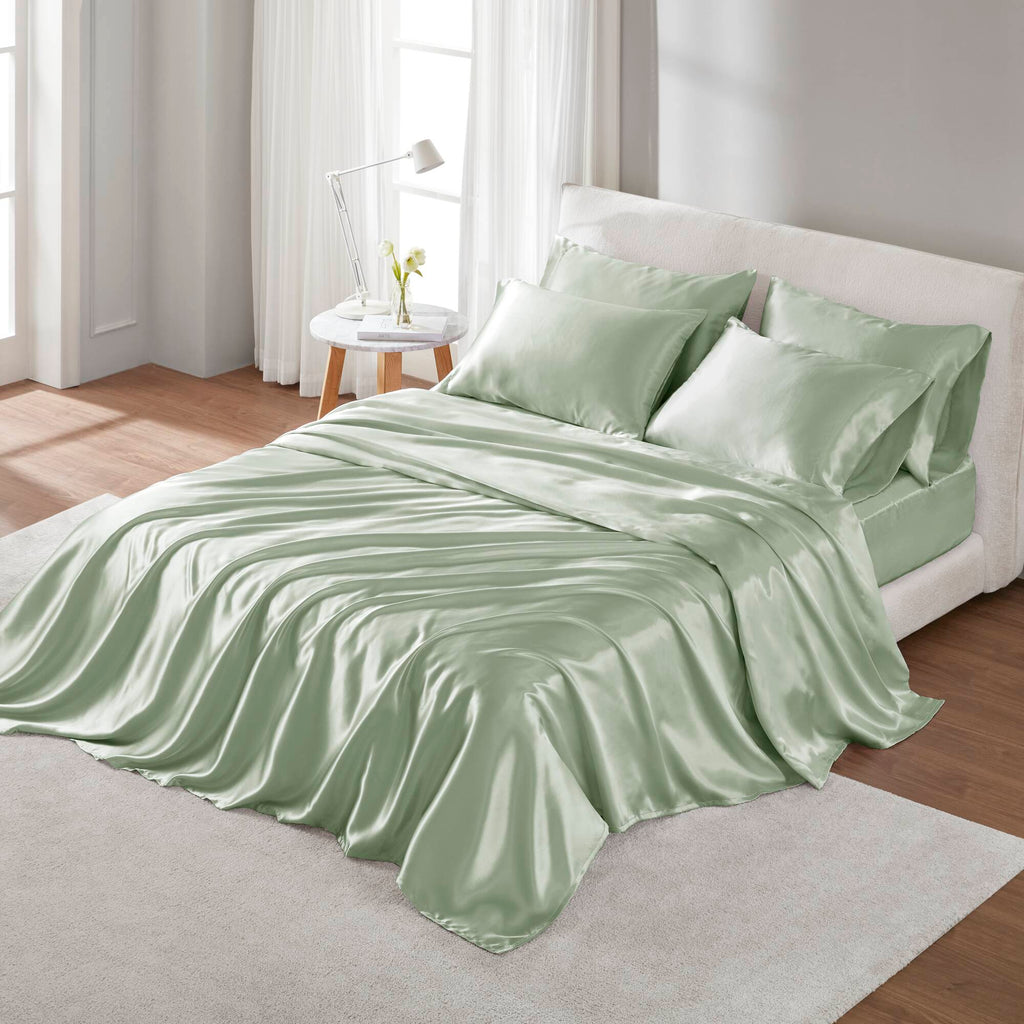 Bed Sheet Set, Satin for Master Bedrooms, Guest Beds and Daily Use, 6 Sizes and 12 Colors, Designed for Everyday Home Use image 23