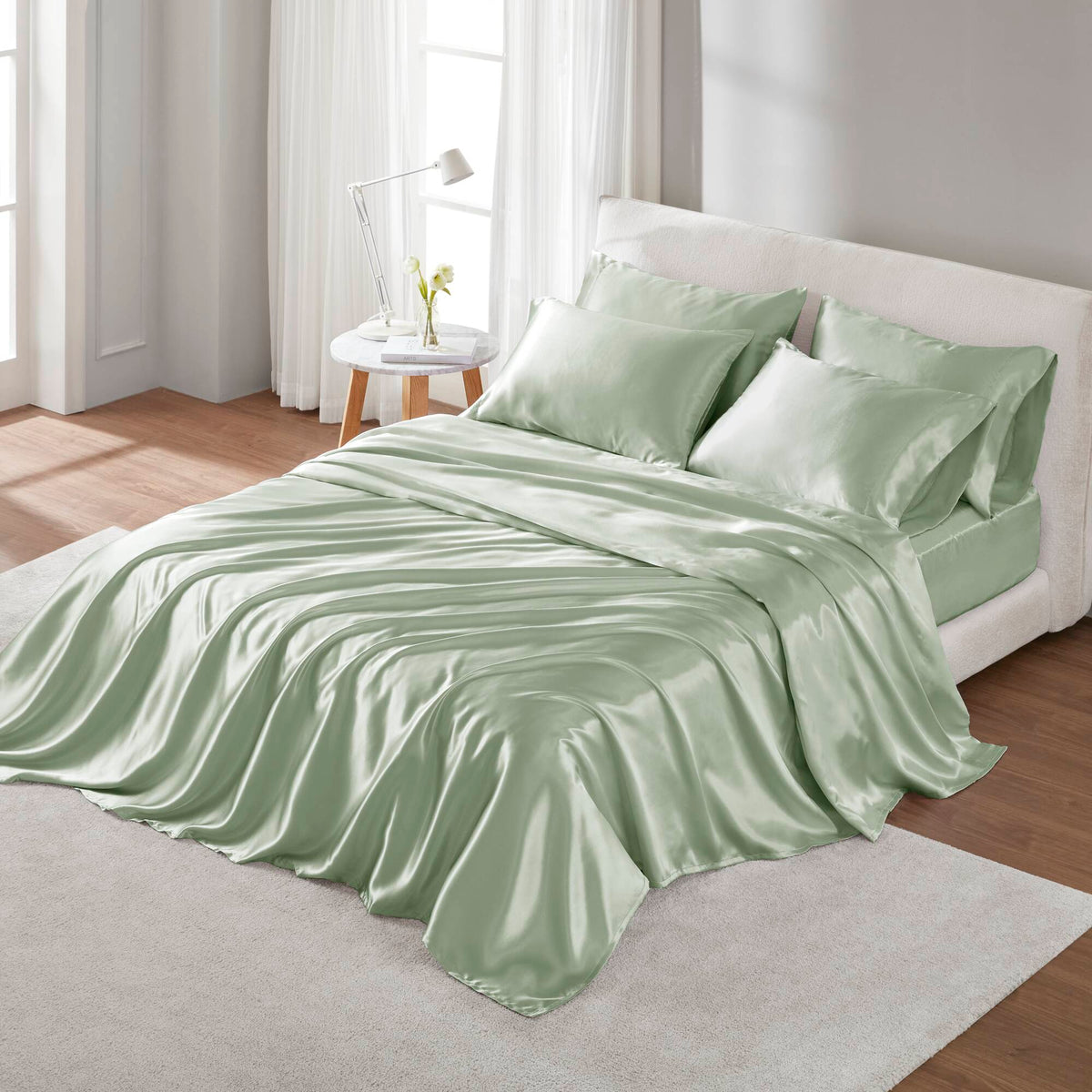 Bed Sheet Set, Satin for Master Bedrooms, Guest Beds and Daily Use, 6 Sizes and 12 Colors, Designed for Everyday Home Use image 23