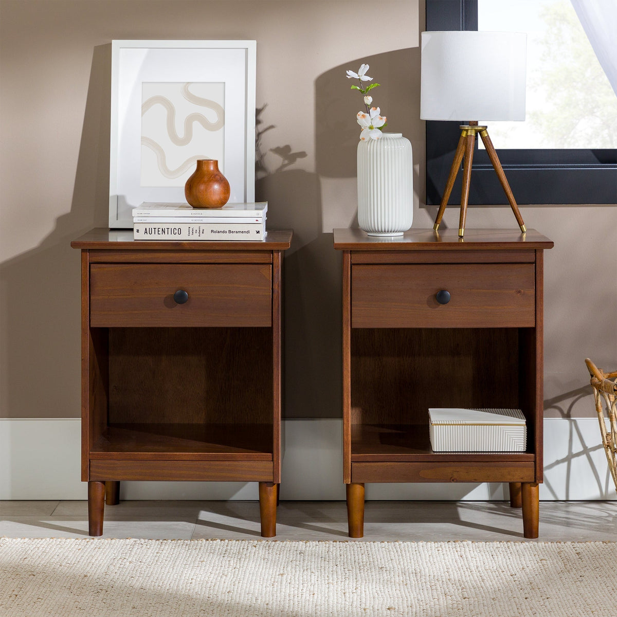 Nightstand, Spencer Solid Transitional Wood for Bedrooms, Bedside Essentials and Everyday Storage, 2 Size Options image 23