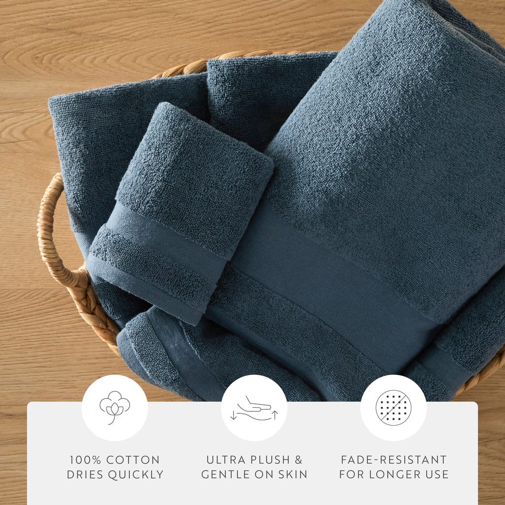 Bath Towel Set, Ultra Soft 100% Cotton 6 Piece, Machine-Washable Care for Home Bathrooms and Everyday Care, 8 Color Options image 23