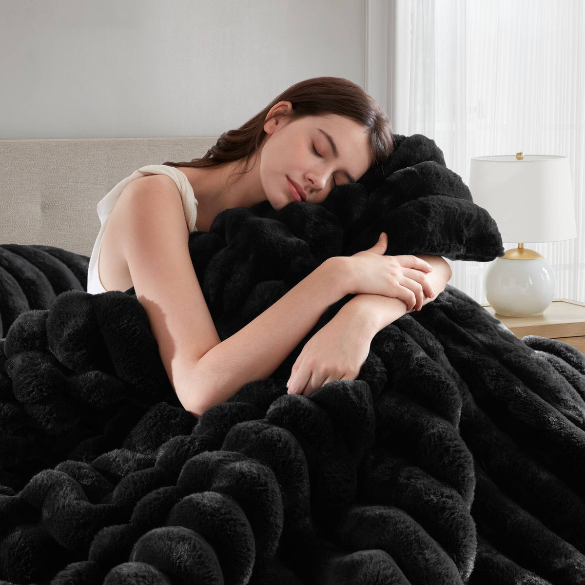 Bed Comforter, Jasmine Ultrasoft Faux Fur Ribbed Set, Lightweight Design for Year-Round Bedroom Comfort and Restful Sleep image 23