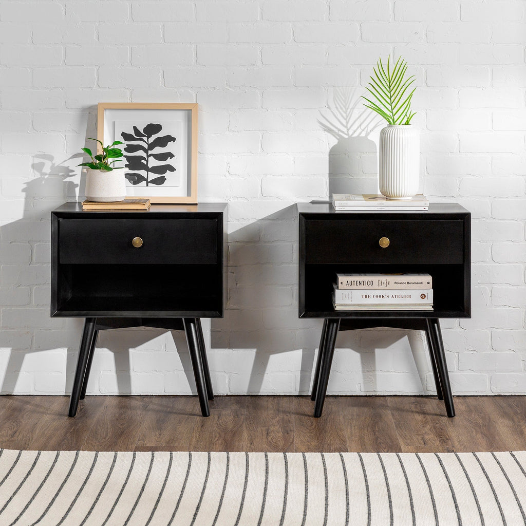 Nightstand, Mid Century Solid Wood Collection 1 or 2 for Bedrooms, Bedside Essentials and Everyday Storage, 2 Color Options image 23
