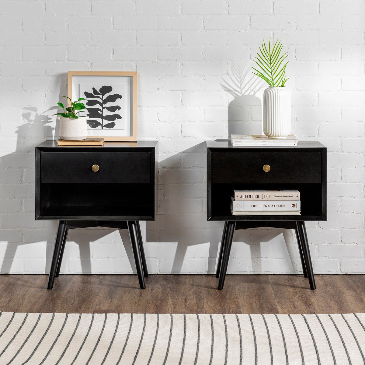 Nightstand, Mid Century Solid Wood Collection 1 or 2 for Bedrooms, Bedside Essentials and Everyday Storage, 2 Color Options image 23