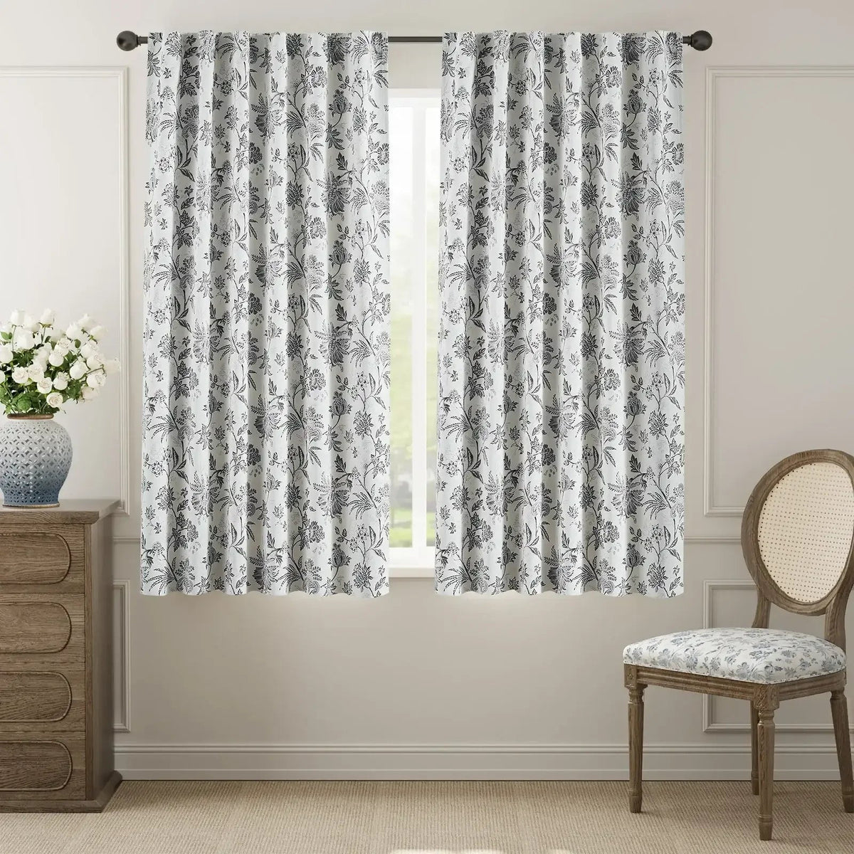 Window Curtain, Botanical Vine Brushstroke Curtains (2 Panels) for Bedrooms, Living Rooms and Home Privacy, 8 Sizes and 5 Colors image 24