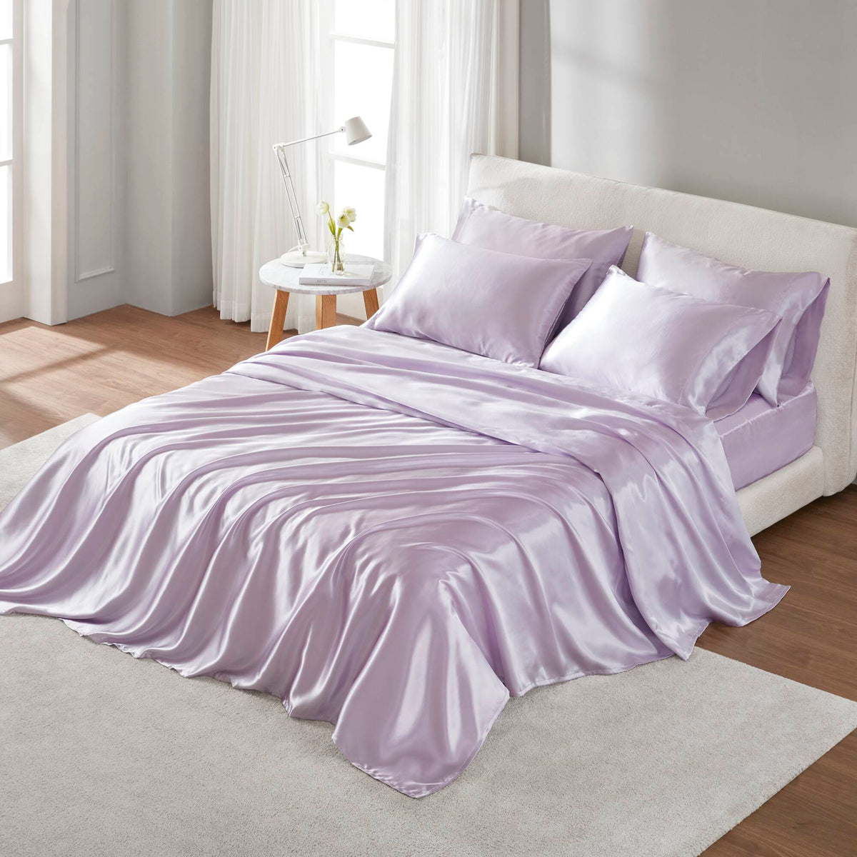 Bed Sheet Set, Satin for Master Bedrooms, Guest Beds and Daily Use, 6 Sizes and 12 Colors, Designed for Everyday Home Use image 24
