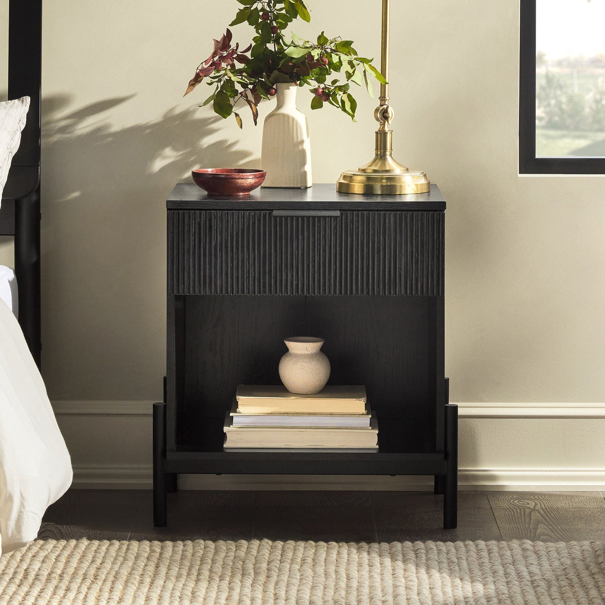 Nightstand, Paris Modern Scandinavian Reeded for Bedside Storage, Bedroom Organization and Guest Rooms, 2 Sizes and 3 Colors image 24
