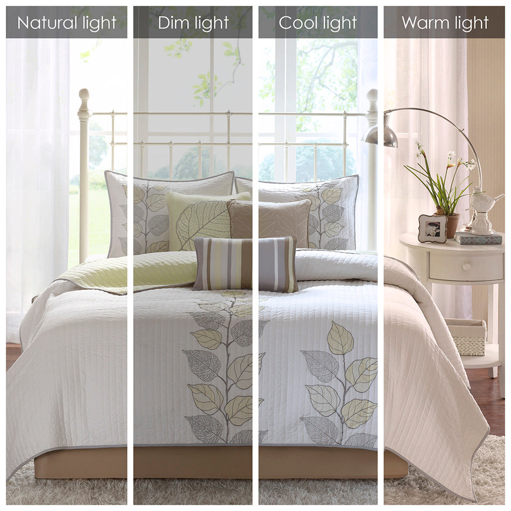 Cozy Throw Blanket, Caelie 6 Piece Embroidered Quilt Set, Machine-Washable Care for Living Rooms, Bedrooms and Everyday Lounging image 24