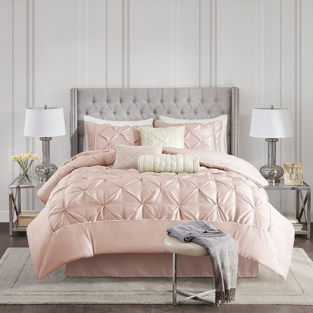 Bed Comforter, Laurel 7 Piece Tufted Set, Machine-Washable Care, Hypoallergenic Comfort for Year-Round Bedroom Comfort and Restful Sleep image 24
