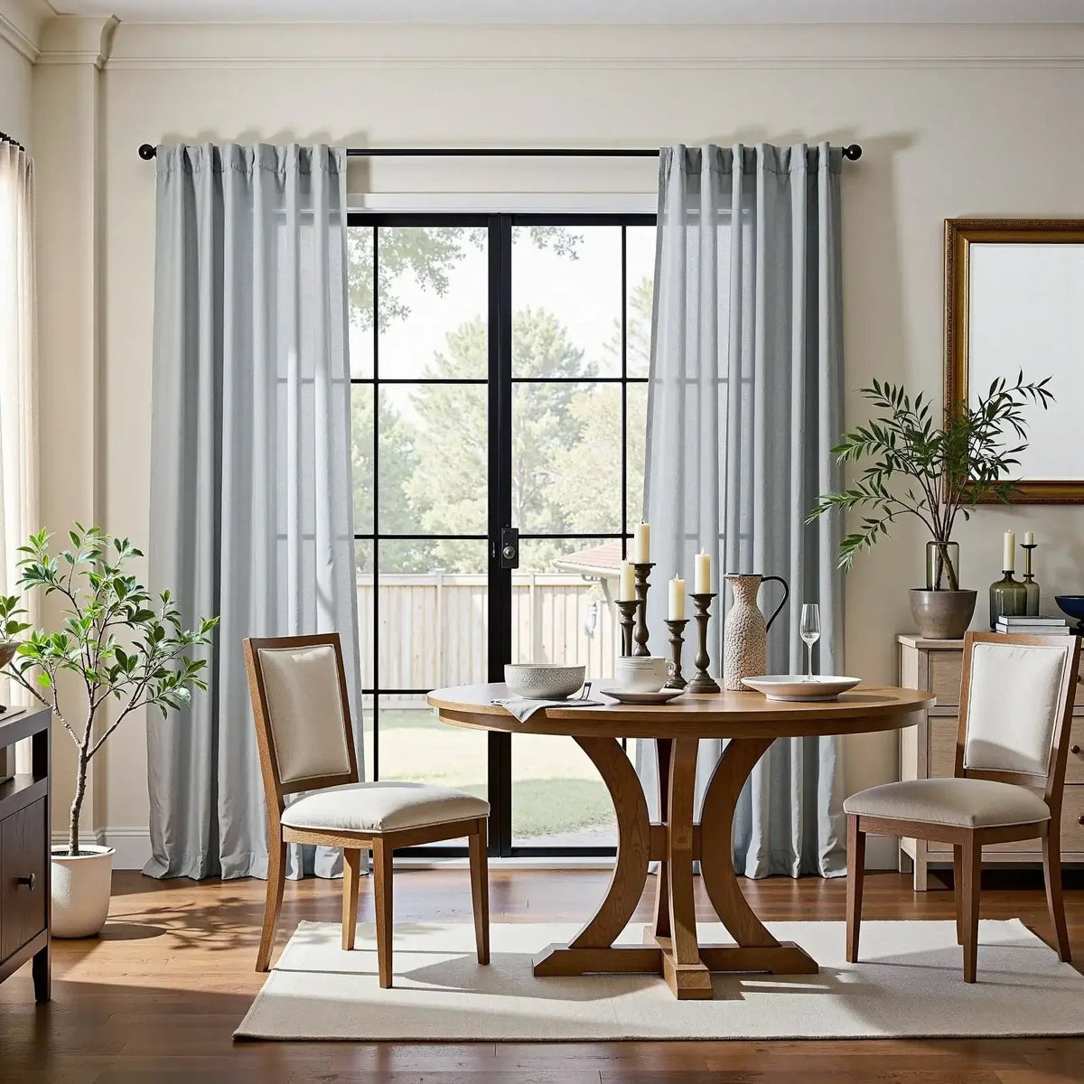 Window Curtain, Solid Linen Blend 3 in 1 Curtains (2 Panels), Lightweight Design for Bedrooms, Living Rooms and Home Privacy image 24