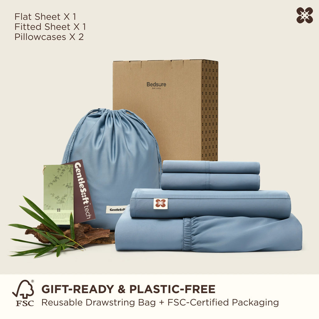 Bed Sheet Set, BareNights Viscose Derived from Bamboo, Breathable Construction for Everyday Bedroom Comfort and Guest Rooms image 24