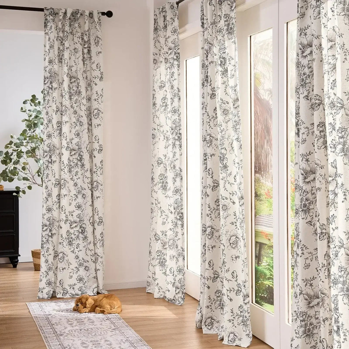 Window Curtain, Peony Print Linen Blend 3 in 1 Curtains (2, Machine-Washable Care for Bedrooms, Living Rooms and Home Privacy image 24