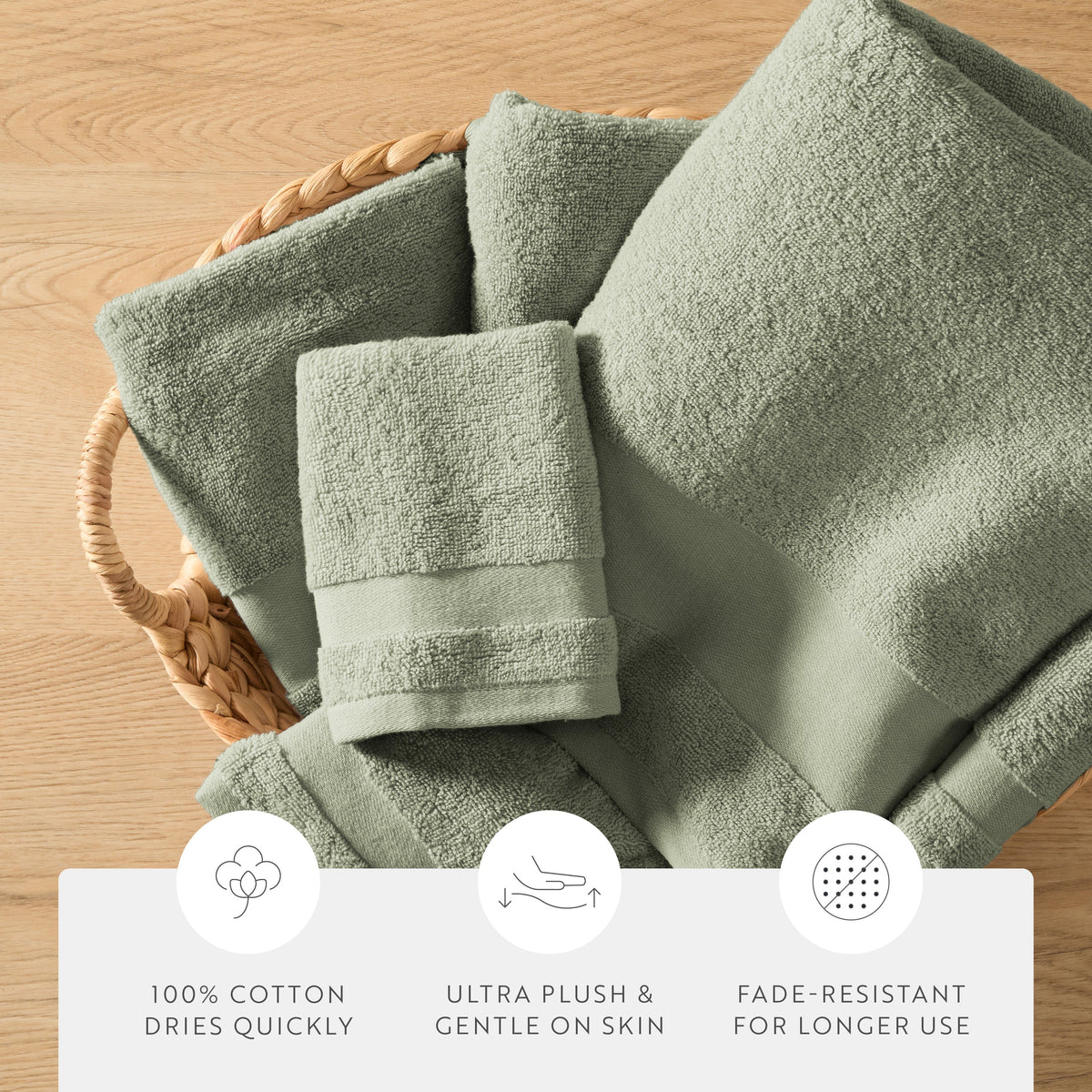 Bath Towel Set, Ultra Soft 100% Cotton 6 Piece, Machine-Washable Care for Home Bathrooms and Everyday Care, 8 Color Options image 24