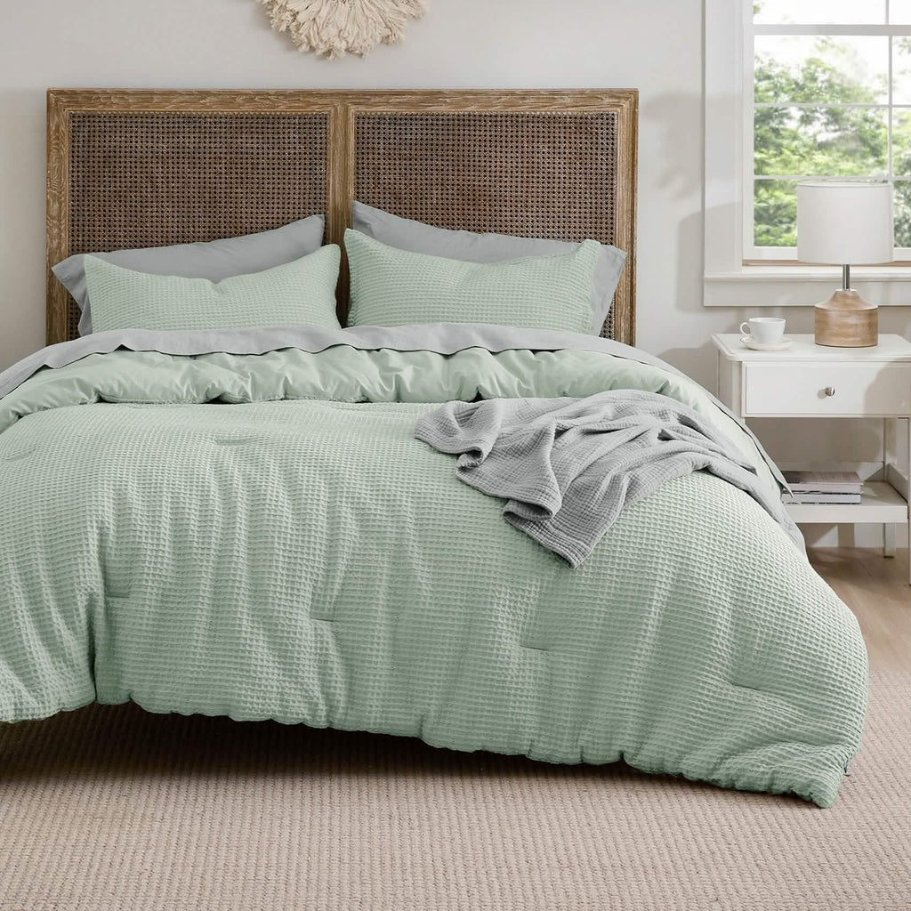 Bed Comforter, Cotton Waffle Weave Set, Breathable Construction for Everyday Bedding and Comfortable Sleep, 5 Sizes and 12 Colors image 24