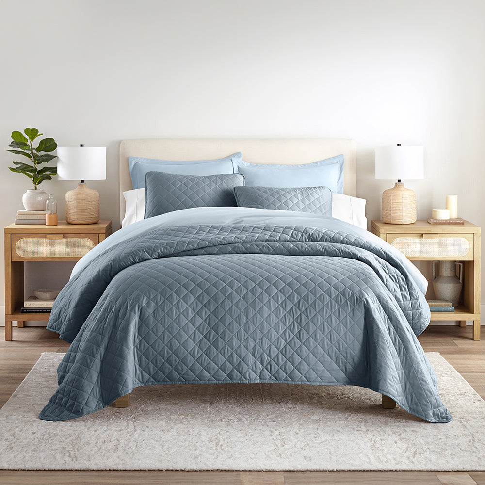 Bed Quilt, 3 Piece Diamond Stitch Quilted Coverlet Set for Guest Beds and Layered Bedroom Styling, 3 Sizes and 6 Colors image 24