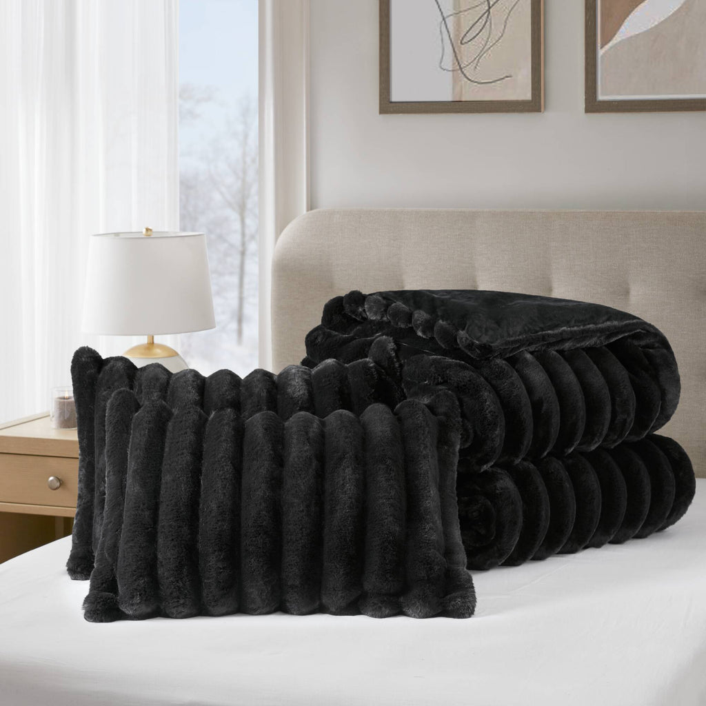 Bed Comforter, Jasmine Ultrasoft Faux Fur Ribbed Set, Lightweight Design for Year-Round Bedroom Comfort and Restful Sleep image 24