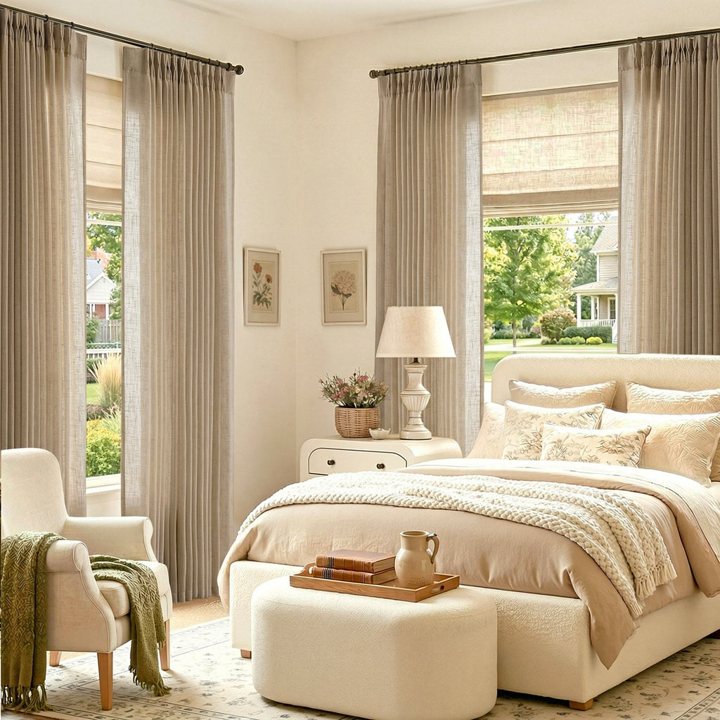 Window Curtain, Pinch Pleat Linen Blend Curtains (2 Panels) for Windows, Room Styling and Everyday Privacy, 4 Sizes and 5 Colors image 24