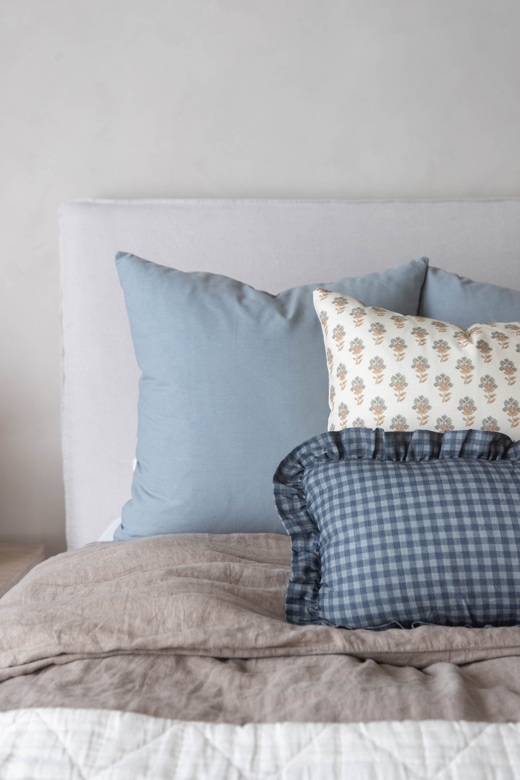 Decorative Pillow Cover, Navy Gingham Ruffle 18" 22" 26" 12x20" 12x40", Machine-Washable Care for Sofas, Beds and Living Room Accents image 24