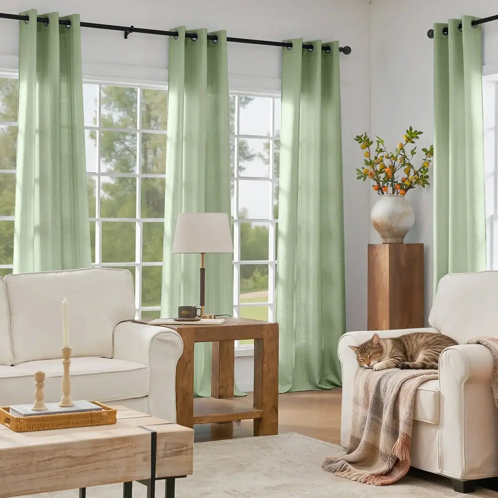 Window Curtain, Solid Linen Textured Grommet Curtains (2, Lightweight Design for Windows, Room Styling and Everyday Privacy image 25
