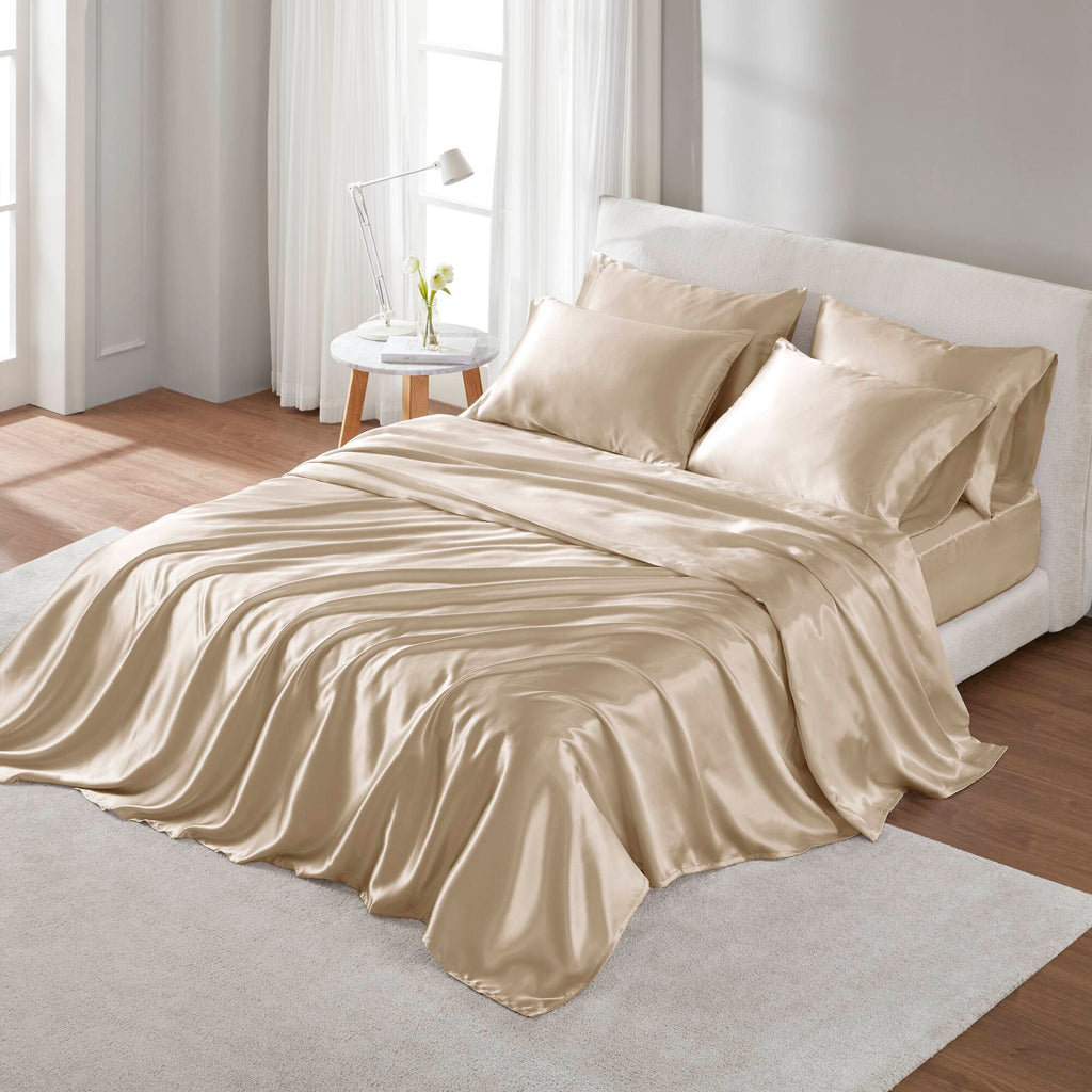 Bed Sheet Set, Satin for Master Bedrooms, Guest Beds and Daily Use, 6 Sizes and 12 Colors, Designed for Everyday Home Use image 25