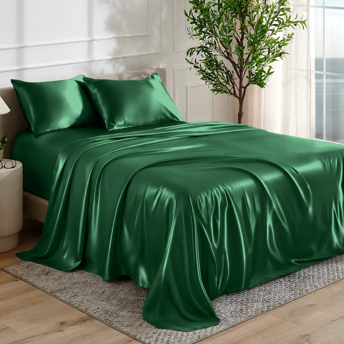 Bed Sheet Set, Satin for Everyday Bedroom Comfort and Guest Rooms, 7 Sizes and 6 Colors, Designed for Everyday Home Use image 25