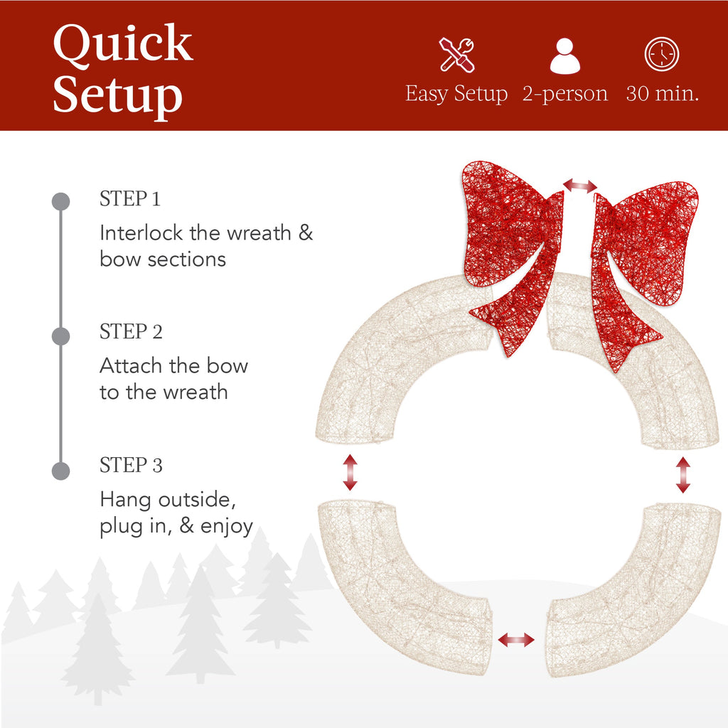 Seasonal Home Decor, Pre Lit Outdoor Christmas Wreath, LED Metal for Mantels, Tables and Seasonal Decorating, 5 Color Options image 25