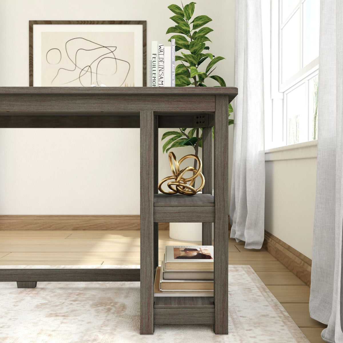 Computer Desk, 55", Solid Wood Construction for Home Offices, Computer Work and Study Spaces, 3 Color Options image 25
