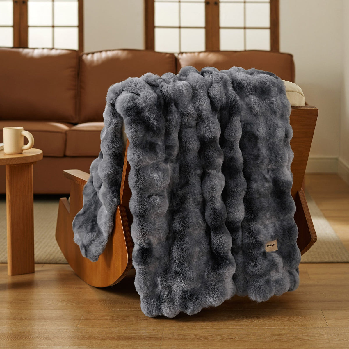 Cozy Throw Blanket, Bubble Faux Fur, Machine-Washable Care for Living Rooms, Bedrooms and Everyday Lounging, 3 Sizes and 11 Colors image 25