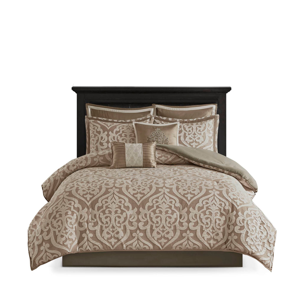 Bed Comforter, Odette 8 Piece Jacquard Set, Machine-Washable Care, Hypoallergenic Comfort for Year-Round Bedroom Comfort and Restful Sleep image 25