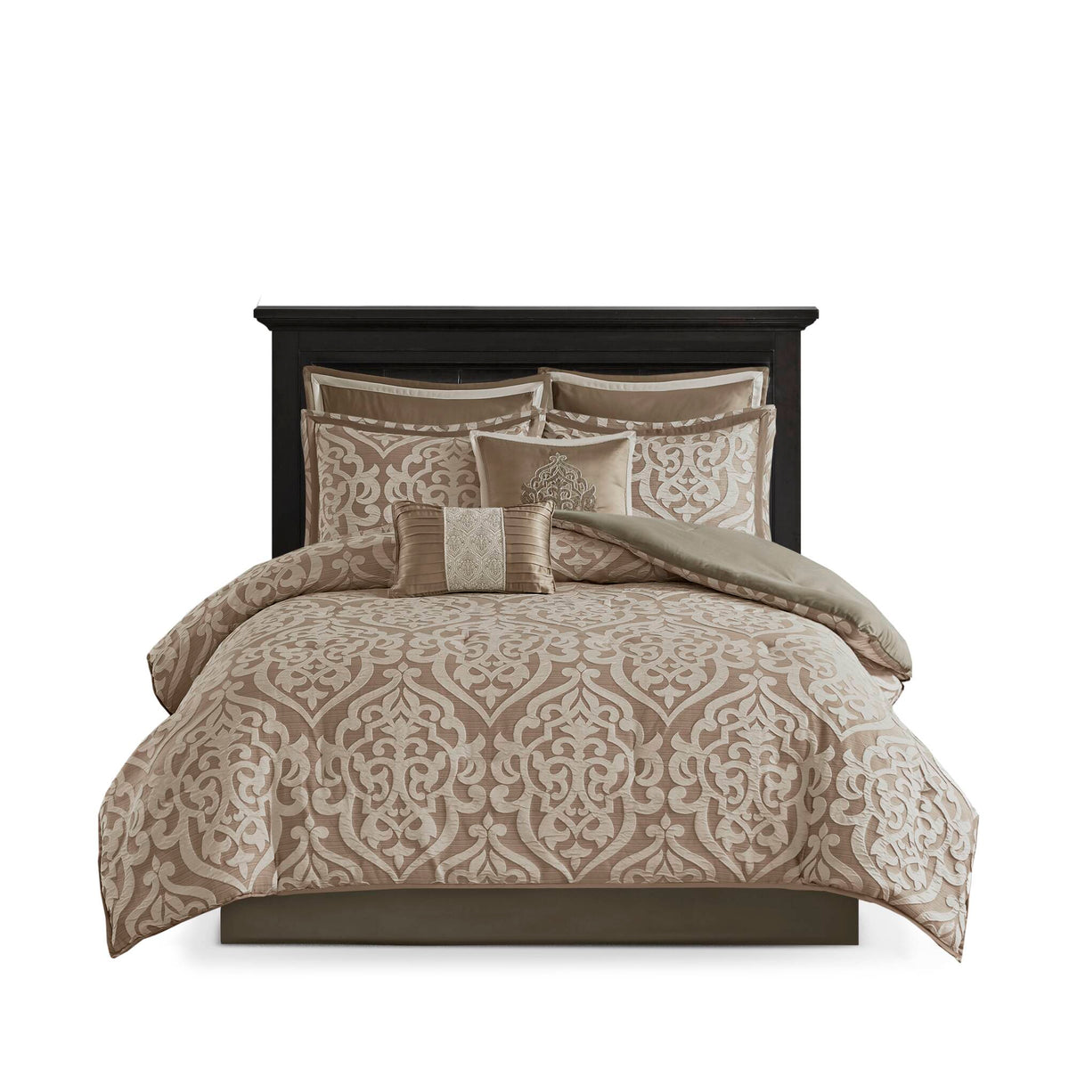 Bed Comforter, Odette 8 Piece Jacquard Set, Machine-Washable Care, Hypoallergenic Comfort for Year-Round Bedroom Comfort and Restful Sleep image 25