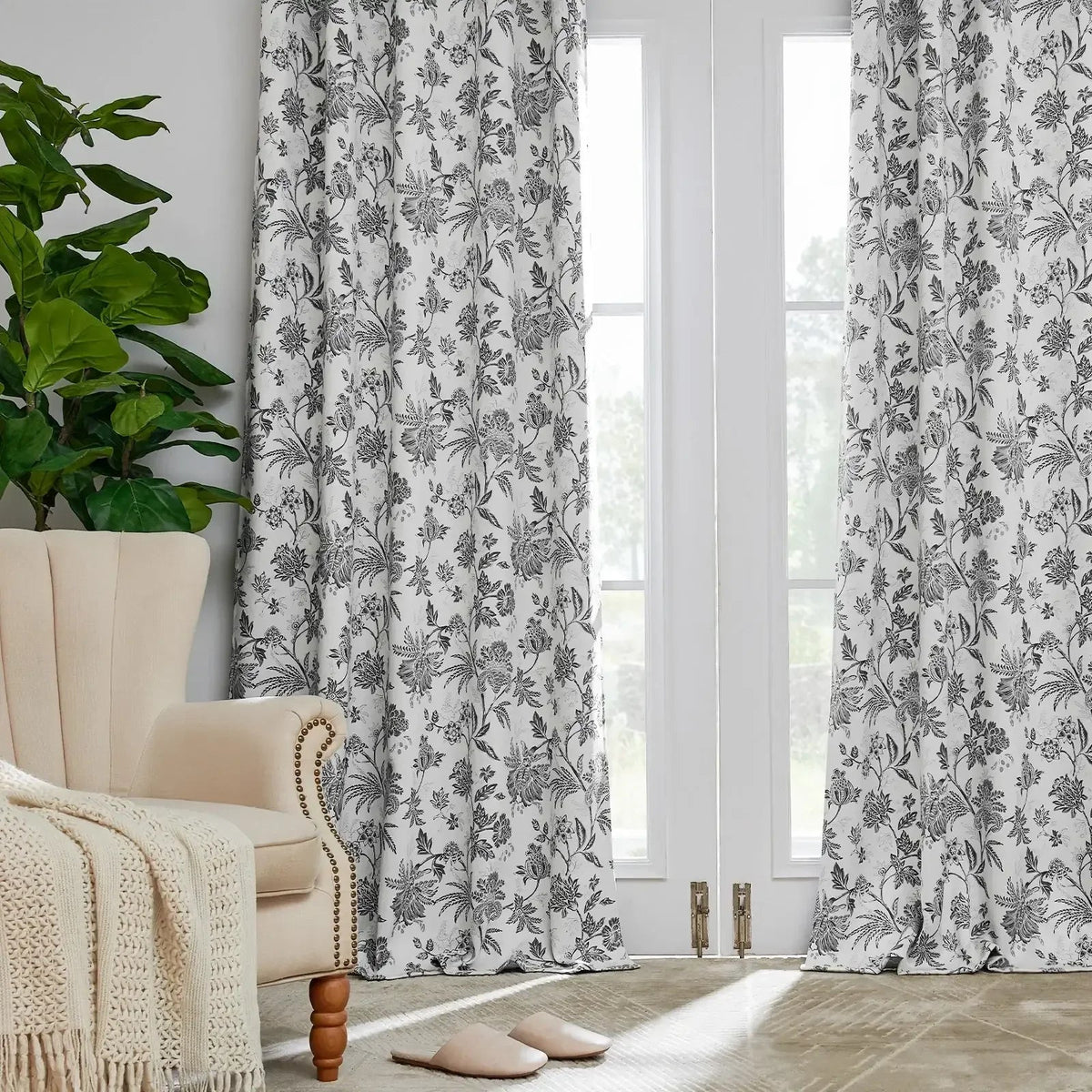 Window Curtain, Botanical Vine Brushstroke Curtains (2 Panels) for Bedrooms, Living Rooms and Home Privacy, 8 Sizes and 5 Colors image 25