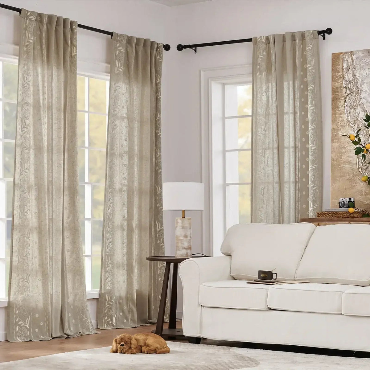 Window Curtain, Hydrangea Embroidered Linen Curtains (2 for Bedrooms, Living Rooms and Home Privacy, 6 Sizes and 6 Colors image 25