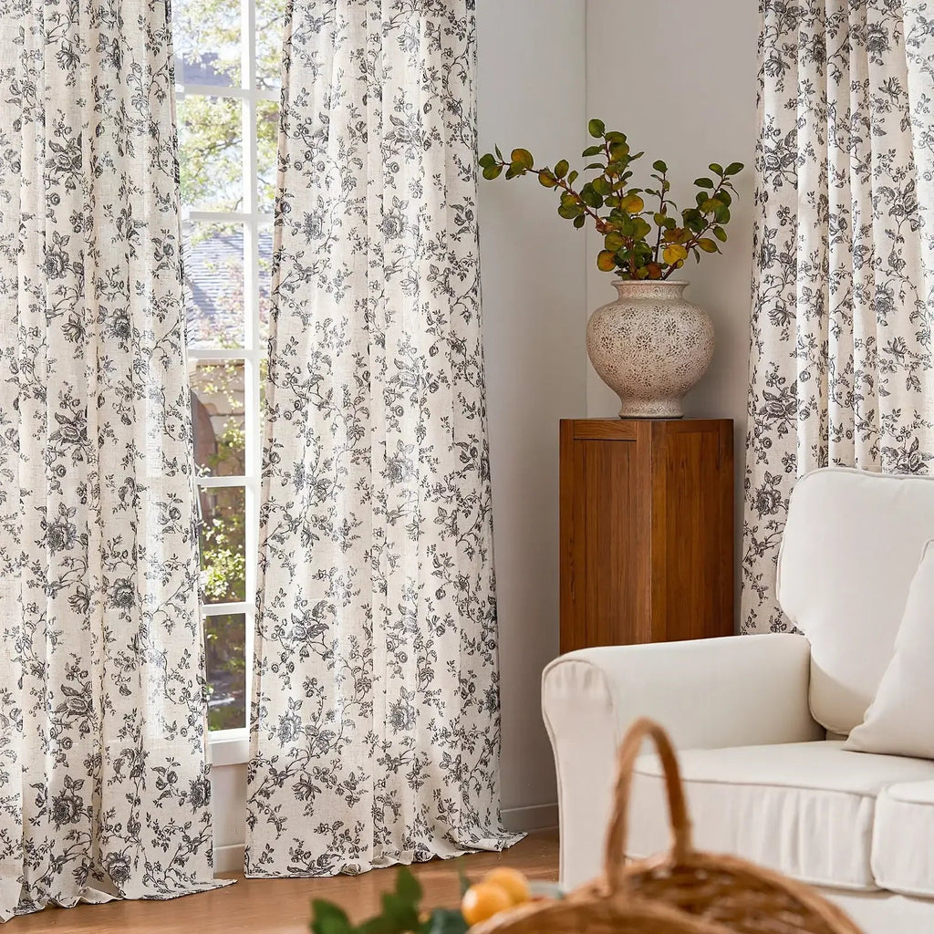 Window Curtain, Amelie Floral Linen Blend Curtains (2 Panels), Machine-Washable Care for Bedrooms, Living Rooms and Home Privacy image 25