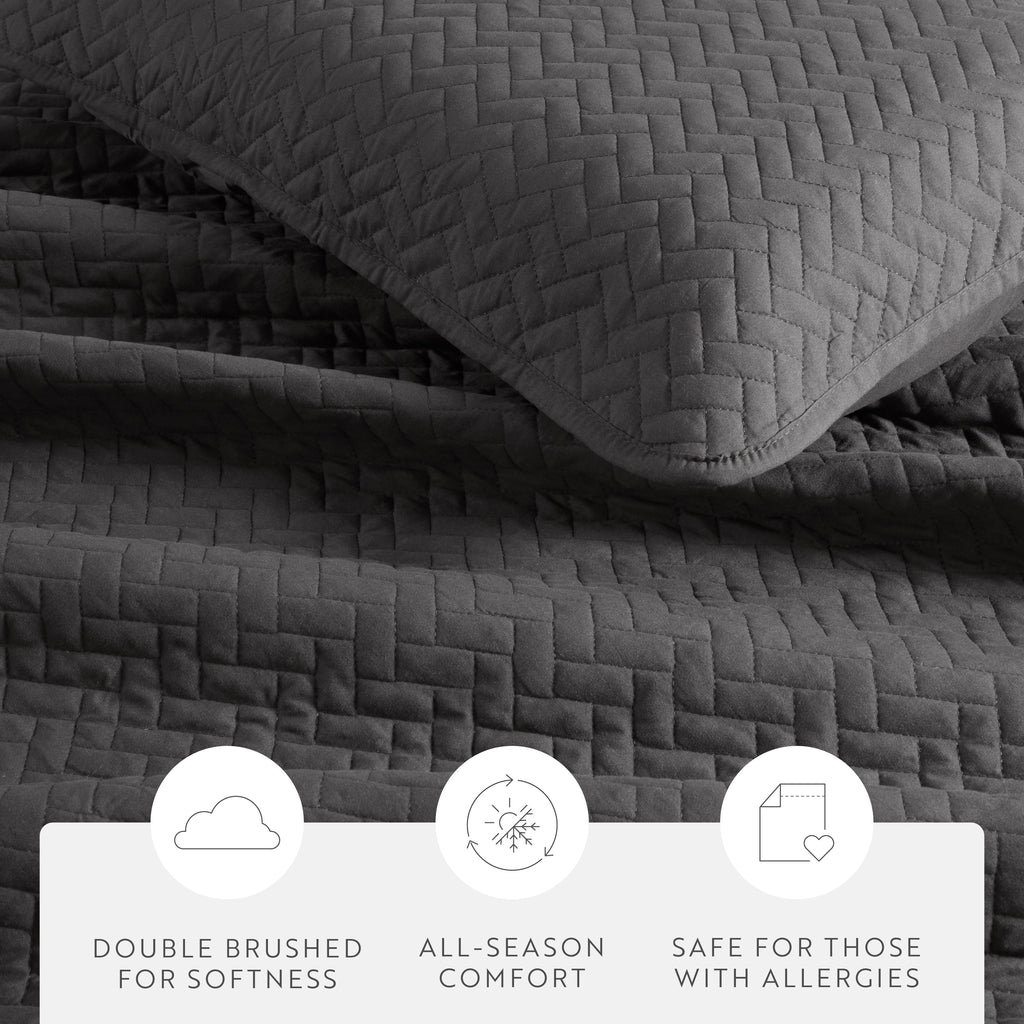 Quilted Coverlet Set, 3 Piece Herringbone for Guest Bedrooms, Layered Beds and Everyday Bedding, 3 Sizes and 6 Colors image 25