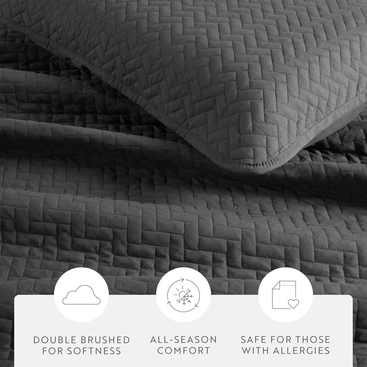 Quilted Coverlet Set, 3 Piece Herringbone for Guest Bedrooms, Layered Beds and Everyday Bedding, 3 Sizes and 6 Colors image 25