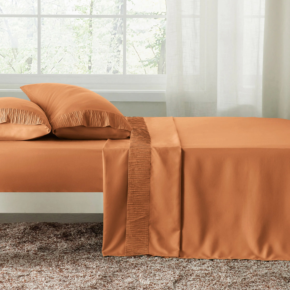 Bed Sheet Set, Ruched, Cooling Comfort, Breathable Construction for Master Bedrooms, Guest Beds and Daily Use, 7 Sizes and 14 Colors image 25