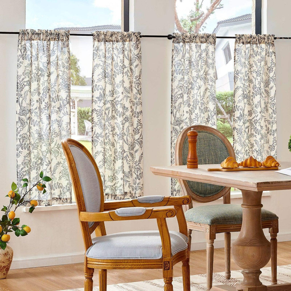 Window Curtain, Vintage Scrollwork Floral Linen Kitchen, Lightweight Design for Windows, Room Styling and Everyday Privacy image 25