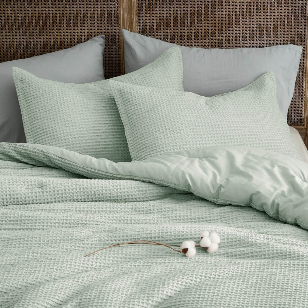 Bed Comforter, Cotton Waffle Weave Set, Breathable Construction for Everyday Bedding and Comfortable Sleep, 5 Sizes and 12 Colors image 25