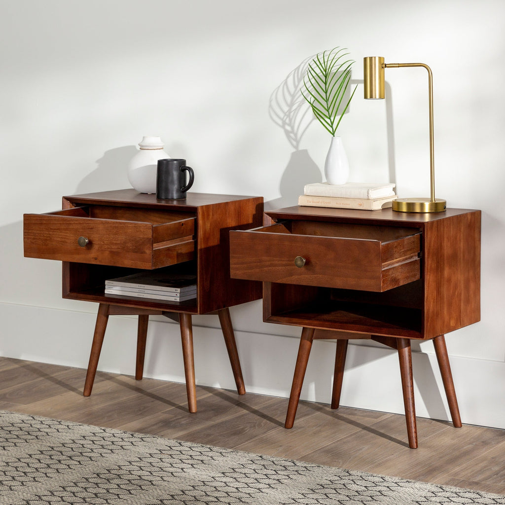 Nightstand, Mid Century Solid Wood Collection 1 or 2 for Bedrooms, Bedside Essentials and Everyday Storage, 2 Color Options image 25