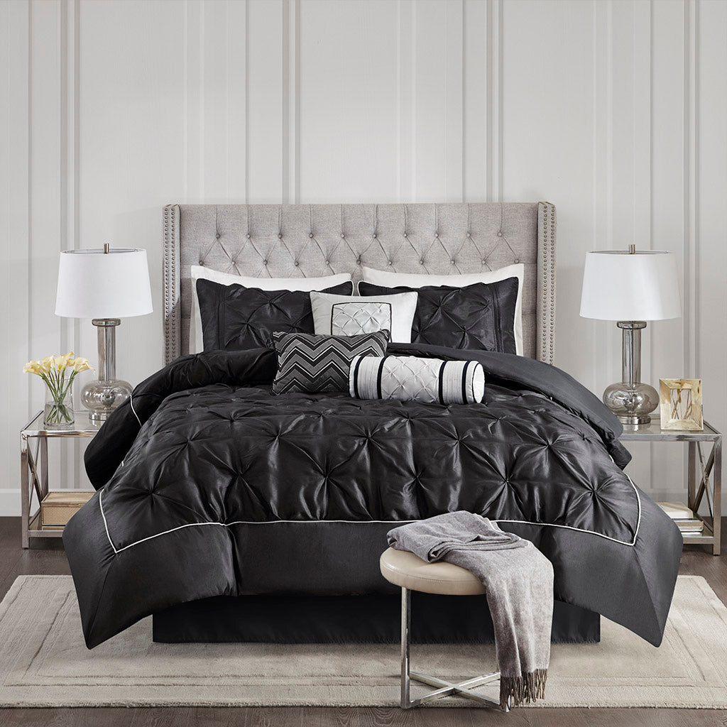 Bed Comforter, Laurel 7 Piece Tufted Set, Machine-Washable Care, Hypoallergenic Comfort for Year-Round Bedroom Comfort and Restful Sleep image 25