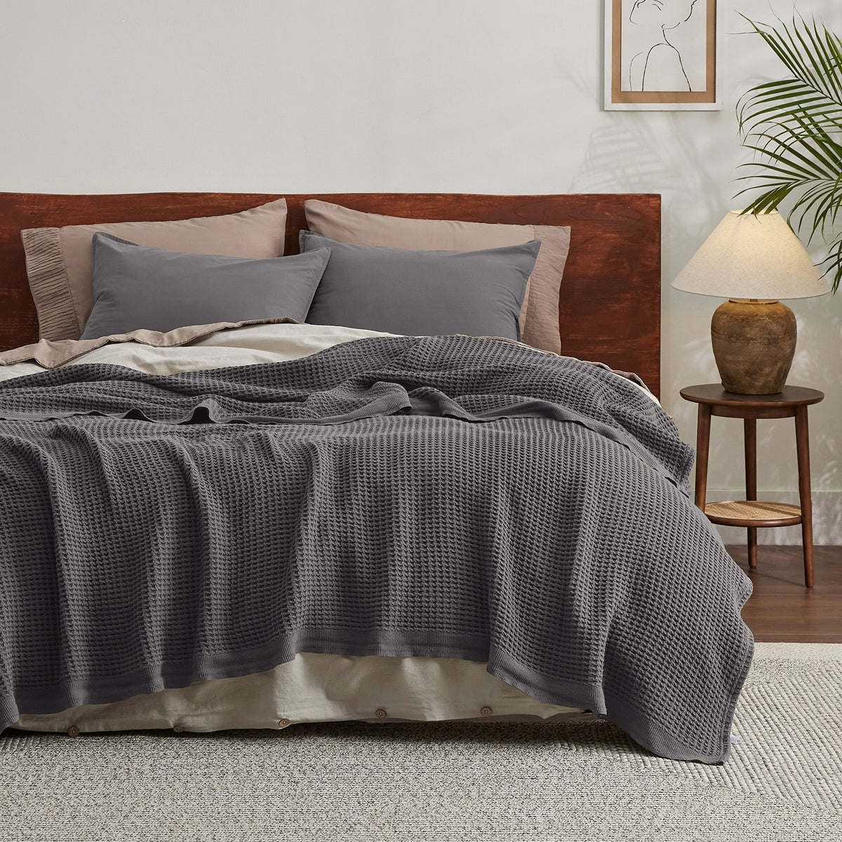 Cozy Throw Blanket, Cotton Waffle Weave, Lightweight Design, Breathable Construction for Living Rooms, Bedrooms and Everyday Lounging image 26
