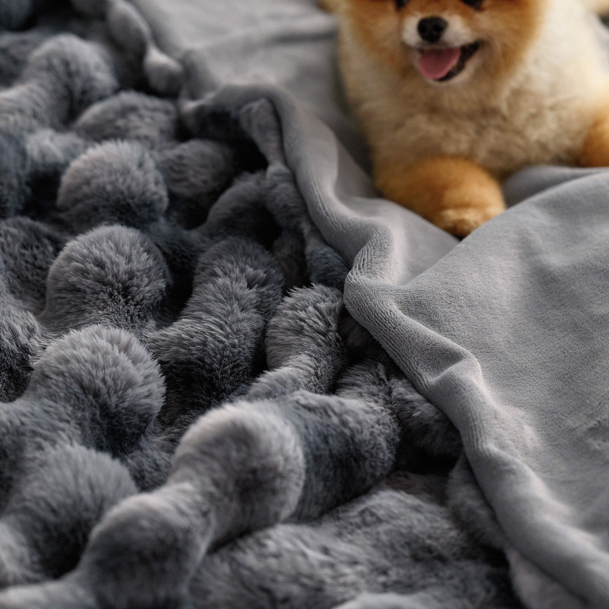 Cozy Throw Blanket, Bubble Faux Fur, Machine-Washable Care for Living Rooms, Bedrooms and Everyday Lounging, 3 Sizes and 11 Colors image 26