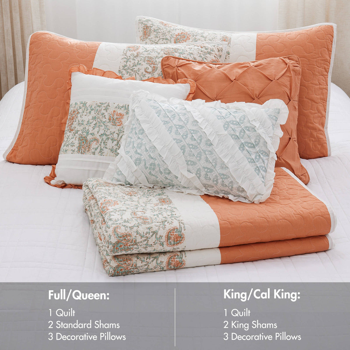 Cozy Throw Blanket, Dawn 6 Piece Cotton Percale Quilt Set, Machine-Washable Care for Sofas, Beds and Relaxing at Home, 2 Sizes and 5 Colors image 26