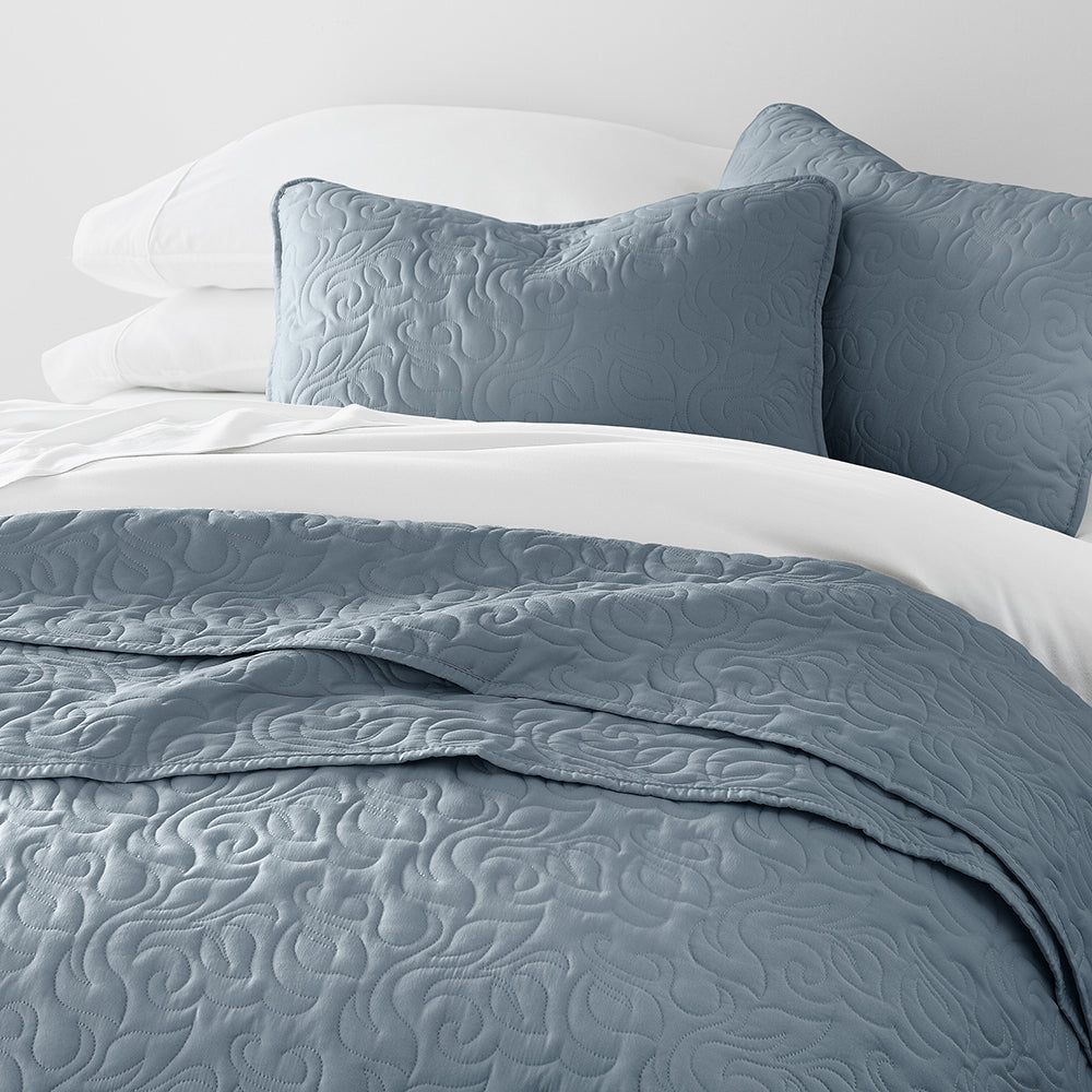 Bed Quilt, 3 Piece Floral Stitch Quilted Coverlet Set for Bedroom Layering and Everyday Bedding, 3 Sizes and 6 Colors image 26