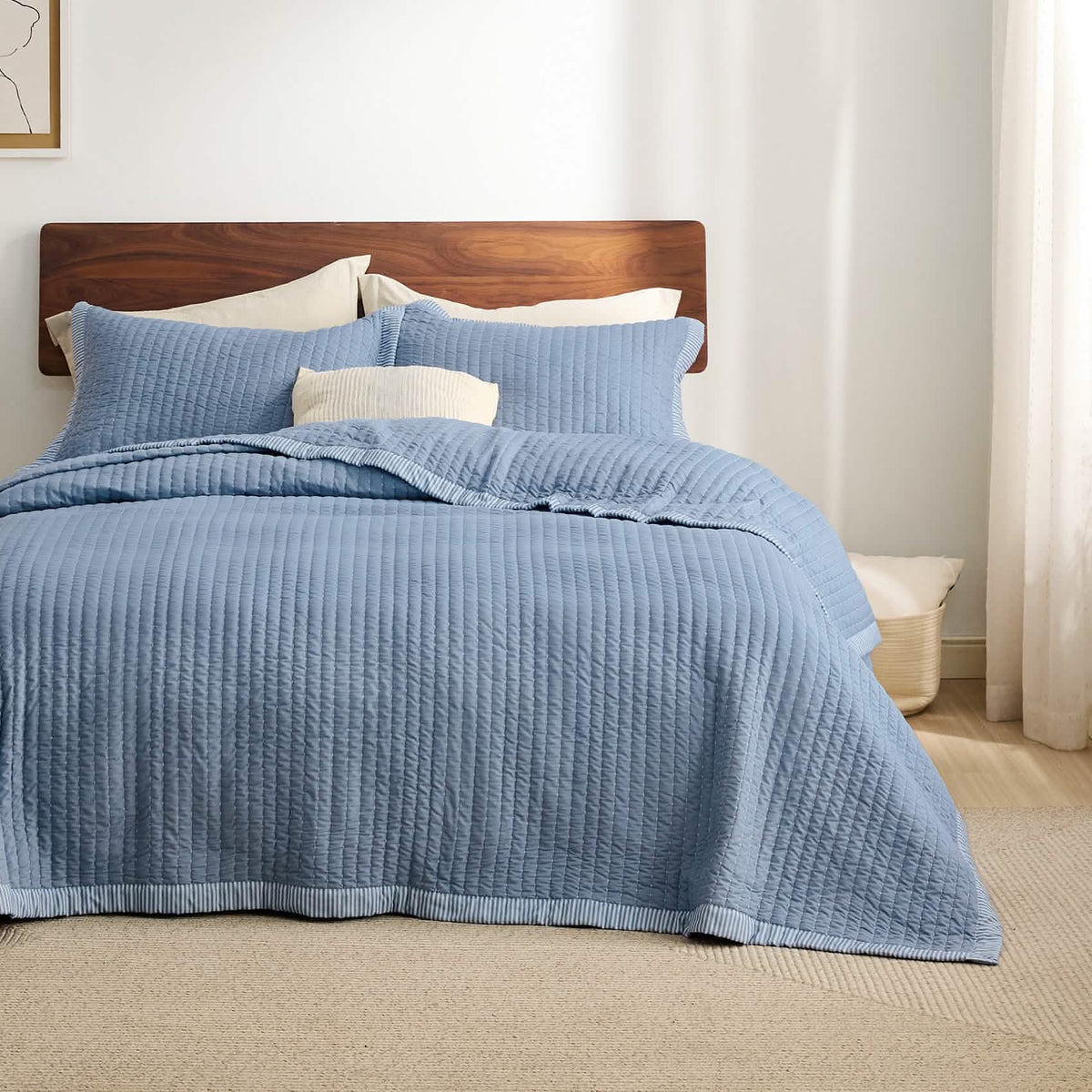 Cozy Throw Blanket, Corduroy Pattern Quilt Set, Breathable Construction for Living Rooms, Bedrooms and Everyday Lounging image 26