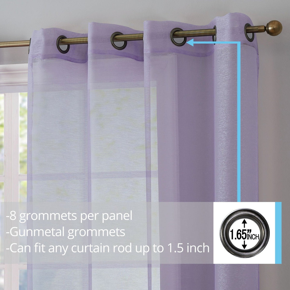 Window Curtain, Victoria Semi Sheer Grommet Panels for Windows, Room Styling and Everyday Privacy, 14 Sizes and 28 Colors image 26