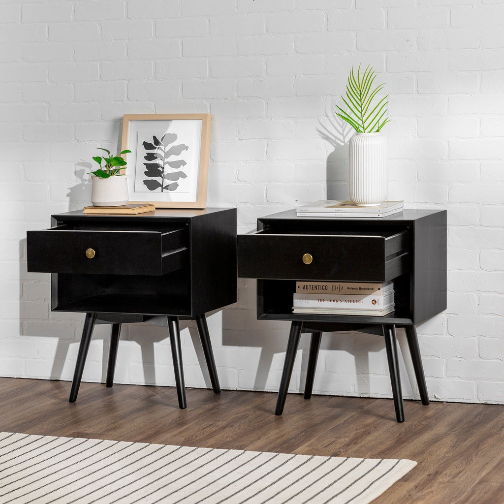 Nightstand, Mid Century Solid Wood Collection 1 or 2 for Bedrooms, Bedside Essentials and Everyday Storage, 2 Color Options image 26