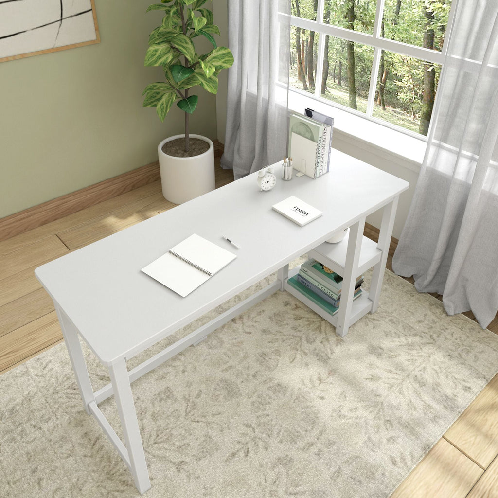 Computer Desk, 55", Solid Wood Construction for Home Offices, Computer Work and Study Spaces, 3 Color Options image 26