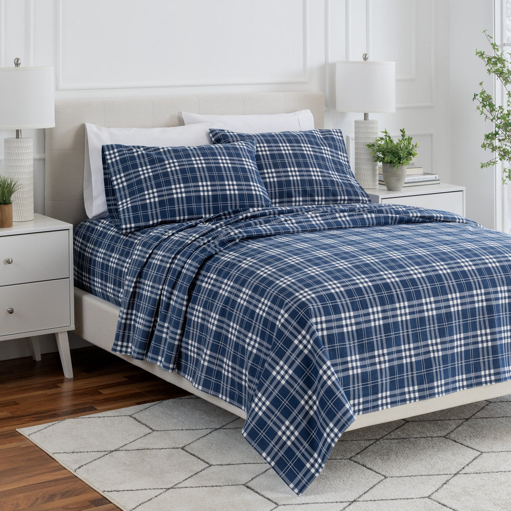 Bed Sheet Set, Cotton Flannel Prints for Master Bedrooms, Guest Beds and Daily Use, 7 Sizes and 30 Colors image 26