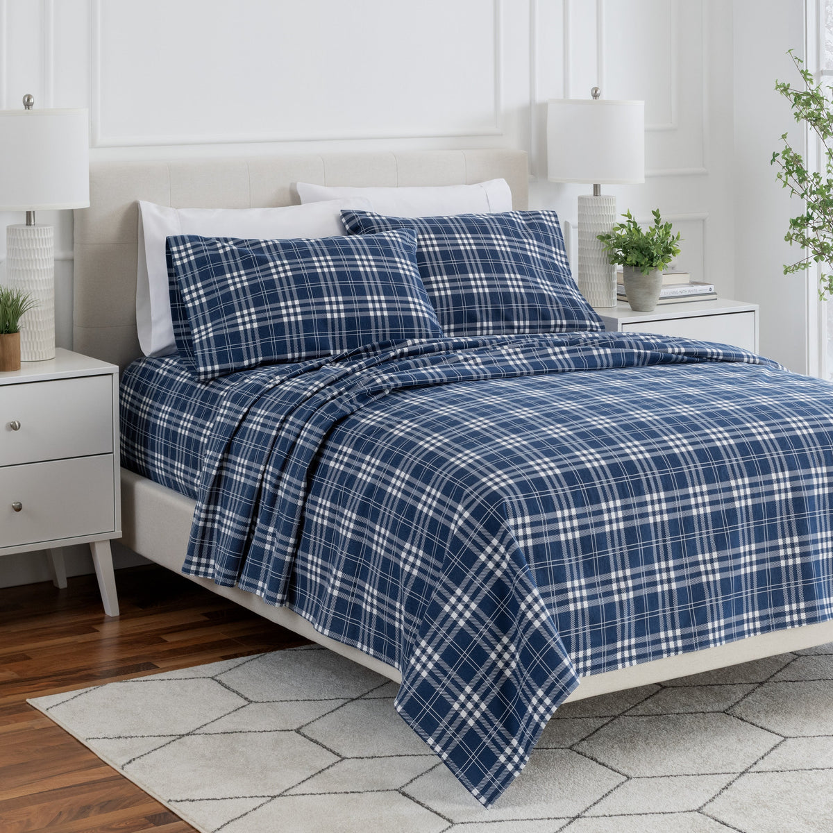 Bed Sheet Set, Cotton Flannel Prints for Master Bedrooms, Guest Beds and Daily Use, 7 Sizes and 30 Colors image 26
